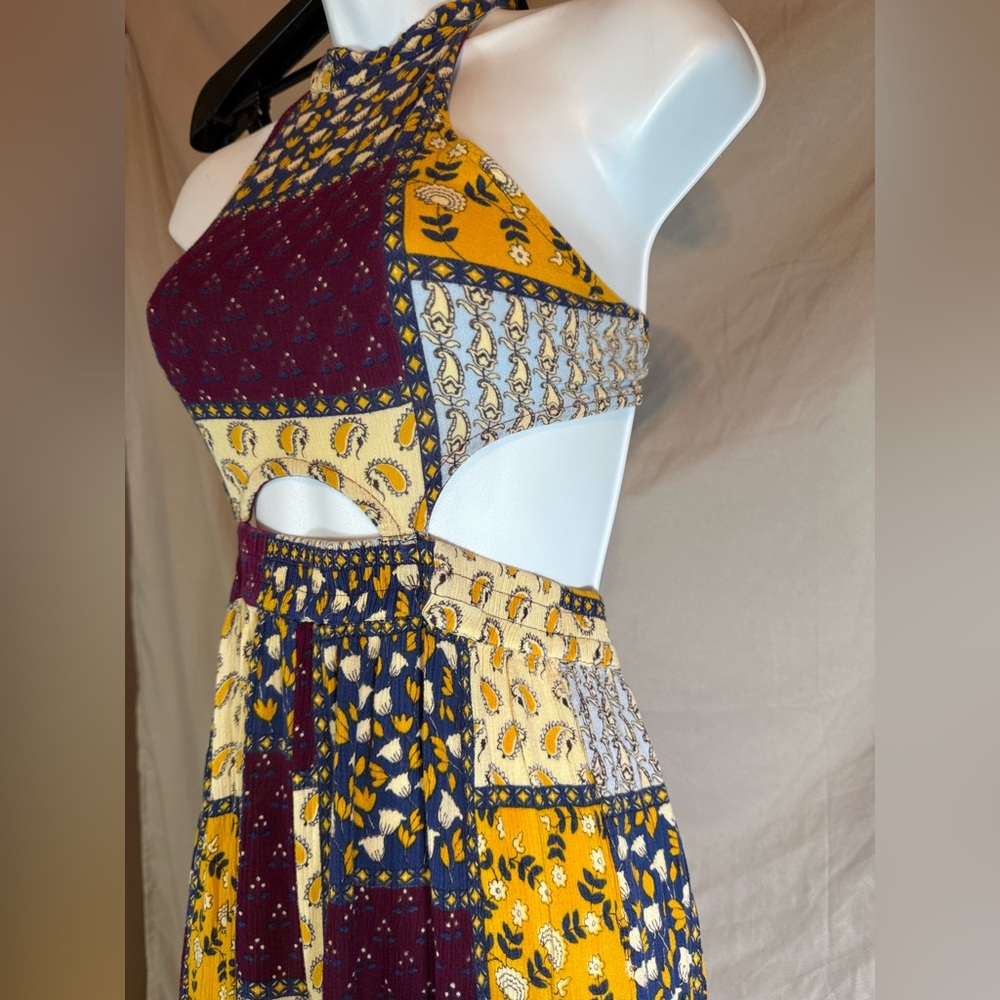 Earthbound Boho Patchwork Tie-Back Split Hem Jump… - image 4